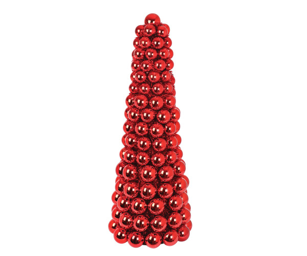 Κόκκινο Χριστουγεννιάτικο Διακοσμητικό Δέντρο Με Κόκκινες Μπάλες Και Τρέσα 150cm