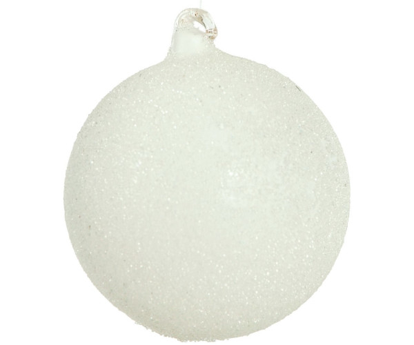 Λευκή Γυάλινη Χριστουγεννιάτικη Μπάλα 10cm,Σέτ/2