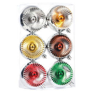 Ασημένιες Χριστουγεννιάτικες Μπάλες 8cm ,Σέτ/6