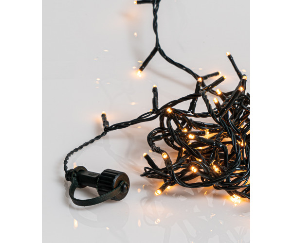 100Led Amber Λαμπάκια Με Πρόγραμμα,Επέκταση Και Μετασχηματιστή Ip44 ,Πράσινο Καλώδιο/Θερμό Λαμπάκι (5cm Απόσταση) 5 Μέτρα (Kelvin: 2.100 - 2.300)