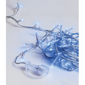 100Led Λαμπάκια Με Επέκταση,Πρόγραμμα Και Μετασχηματιστή Ip44 ,Διάφανο Καλώδιο/Μπλέ Λαμπάκι ,(5cm Απόσταση) 5 Μέτρα