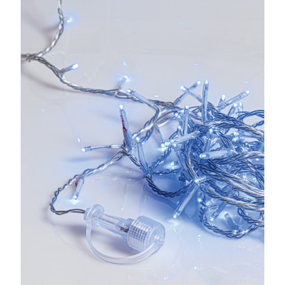 100Led Λαμπάκια Με Επέκταση,Πρόγραμμα Και Μετασχηματιστή Ip44 ,Διάφανο Καλώδιο/Μπλέ Λαμπάκι ,(5cm Απόσταση) 5 Μέτρα