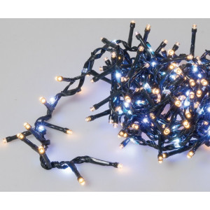 250Led Λαμπάκια Φοίνικας Σταθερά Ip44 , Με Μάυρο Καλώδιο/Θερμό Σταθερό Λαμπάκι Και Ψυχρό Λαμπάκι Ροής New Drop 4 Ταχυτήτων 3 Μέτρα