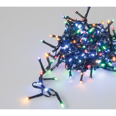 250Led Λαμπάκια Φοίνικας Σταθερά Ip44 , Με Μάυρο Καλώδιο/Πολύχρωμο Σταθερό Λαμπάκι Και Ψυχρό Λαμπάκι Ροής New Drop 4 Ταχυτήτων 3 Μέτρα