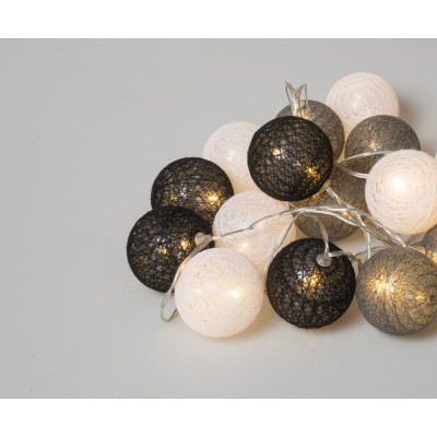 20Led Φωτάκια Σταθερά Με Μπάλες Cotton 6cm Με Μετασχηματιστή Ip44 Και Χρονοδιακόπτη 6 Ωρών Με Θερμό Φωτισμό 3 Μέτρα