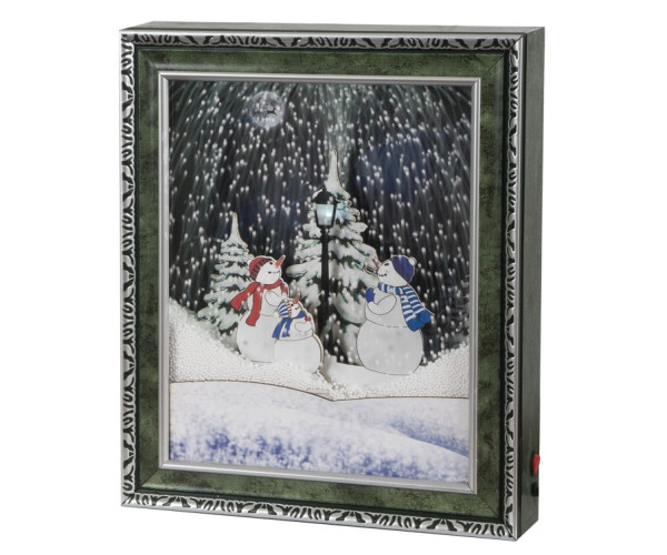 Χριστουγεννιάτικο Διακοσμητικό Κάδρο Με Φώς , Μουσική Και Χιόνι Με Μετασχηματιστή ip20 , 38,5 x 46 x 8cm