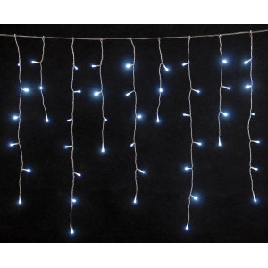 144Led Ασύμμετρη Κουρτίνα Με Ηλιακό Πάνελ 8 Προγράμματα Και Μετασχηματιστή ip44 300 x 75(h)cm,Διάφανο Καλώδιο/Λευκό Λαμπάκι (Kelvin: 6.000 - 10.000)