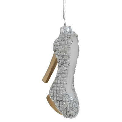 Γυάλινο Κρεμαστό Χριστουγεννιάτικο Στολίδι Γόβα 4,2 x 10 x 11,50cm