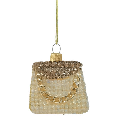 Γυάλινο Κρεμαστό Χριστουγεννιάτικο Στολίδι Τσάντα 5,6 x 4,4 x 6cm