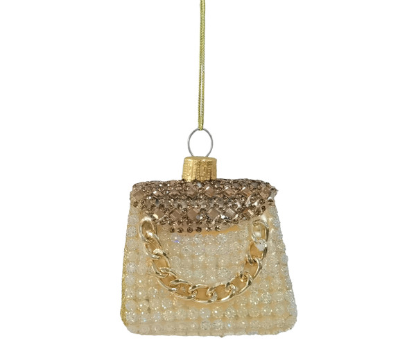 Γυάλινο Κρεμαστό Χριστουγεννιάτικο Στολίδι Τσάντα 5,6 x 4,4 x 6cm