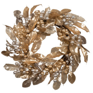 Στολισμένο Χριστουγεννιάτικο Στεφάνι Χρυσό 58cm