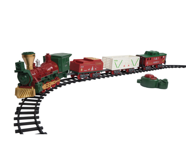 Χριστουγννιάτικο Τρένο 4 Βαγονίων Με Κίνηση , Ήχο , Φώς Και Εφέ Καπνού Με Χειριστήριο Μπαταρίας 170 x 100cm