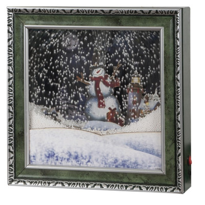 Χριστουγεννιάτικο Διακοσμητικό Κάδρο Με Φώς , Μουσική Και Χιόνι Με Μετασχηματιστή ip20 , 38,5 x 38,5 x 8cm