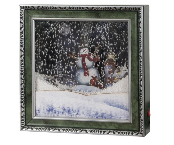 Χριστουγεννιάτικο Διακοσμητικό Κάδρο Με Φώς , Μουσική Και Χιόνι Με Μετασχηματιστή ip20 , 38,5 x 38,5 x 8cm
