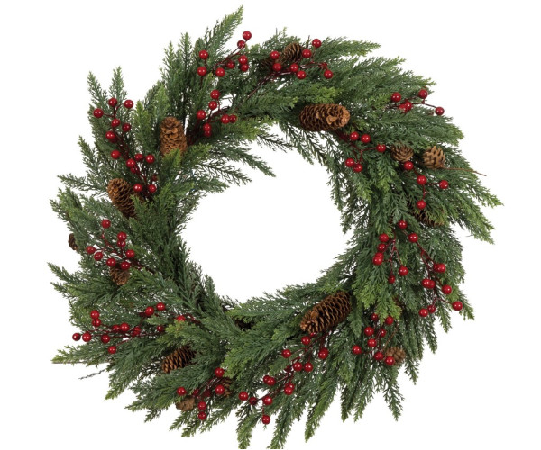 Στολισμένο Χριστουγεννιάτικο Στεφάνι 60cm