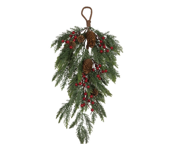 Χριστουγεννιάτικο Κλαδί Δάκρυ Με Γκι 60cm