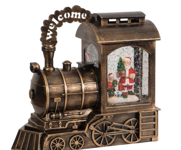 Χριστουγεννιάτικο Διακοσμητικό Τρένο Χιονόμπαλα Με Φώς Και Μουσική Μπαταρίας Και Καλώδιο Usb 24,5 x 11 x 21,8cm