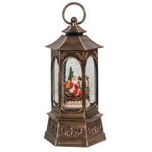 Χριστουγεννιάτικο Διακοσμητικό Φανάρι Χιονόμπαλα Με Φώς Και Μουσική Μπαταρίας Και Καλώδιο Usb 13,5 x 13,5 x 26cm