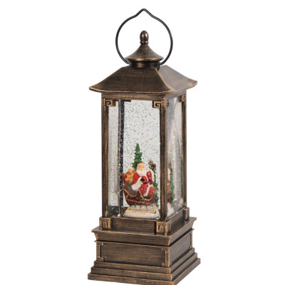 Χριστουγεννιάτικο Διακοσμητικό Φανάρι Χιονόμπαλα Με Φώς Και Μουσική Μπαταρίας Και Καλώδιο Usb 10,5 x 10,5 x 28,5cm