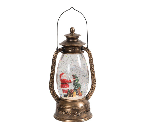 Χριστουγεννιάτικο Διακοσμητικό Φανάρι Χιονόμπαλα Με Φώς Και Μουσική Μπαταρίας Και Καλώδιο Usb 14,5 x 11,8 x 27cm