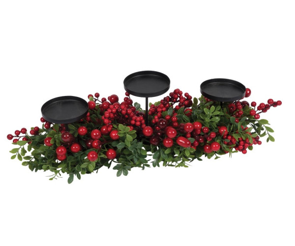 Χριστουγεννιάτικο Κηροπήγιο Με Κόκκινα Berries 60cm