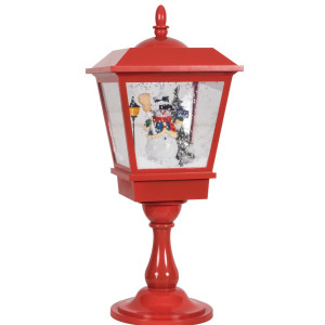 Κόκκινο Διακοσμητικό Μονό Φανάρι Με Φώς , Μουσική Και Χιόνι , Με Μετασχηματιστή Ip44 , 27 x 27 x 64cm