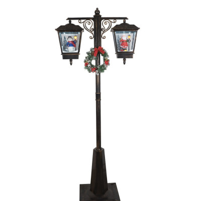 Μάυρο Διακοσμητικό Μονό Φανάρι Με Φώς , Μουσική Και Χιόνι , Με Μετασχηματιστή Ip44 , 81 x 40 x 188cm