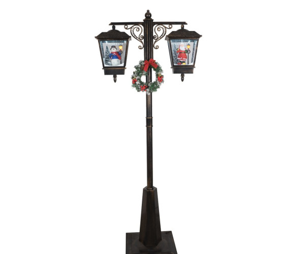 Μάυρο Διακοσμητικό Μονό Φανάρι Με Φώς , Μουσική Και Χιόνι , Με Μετασχηματιστή Ip44 , 81 x 40 x 188cm