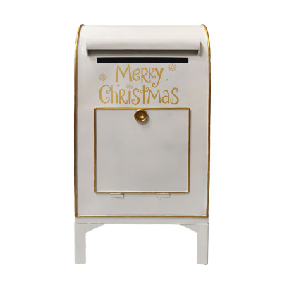 Χριστουγεννιάτικο Μεταλλικό Γραμματοκιβώτιο Λευκό 25 x 19 x 50(h)cm