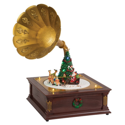 Χριστουγεννιάτικο Διακοσμητικό Όπτικαλ Γραμμόφωνο Με Μουσική Και Κίνηση Μπαταρίας 24,5 x 22,5 x 35,5cm