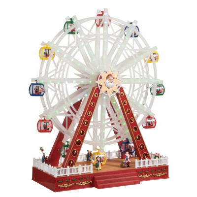 Χριστουγεννιάτικο Διακοσμητικό Όπτικαλ Ρόδα Λούνα Πάρκ Με Μουσική Και Κίνηση 4.5V 56,5 x 24,5 x 65cm