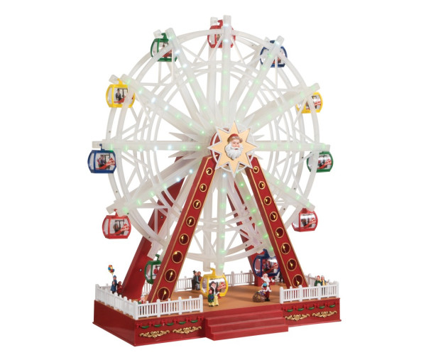 Χριστουγεννιάτικο Διακοσμητικό Όπτικαλ Ρόδα Λούνα Πάρκ Με Μουσική Και Κίνηση 4.5V 56,5 x 24,5 x 65cm