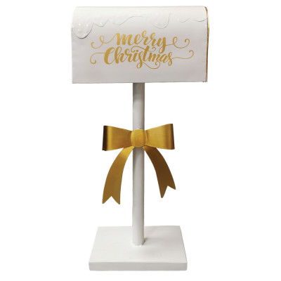 Χριστουγεννιάτικο Μεταλλικό Γραμματοκιβώτιο Λευκό 32 x 16,3 x 68,5(h)cm