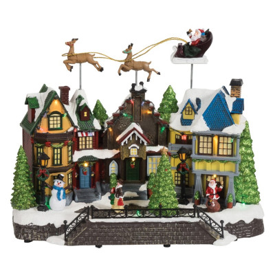 Χριστουγεννιάτικο Διακοσμητικό Όπτικαλ Χωριό Με Μουσική Και Κίνηση Μπαταρίας 39 x 20 x 33cm