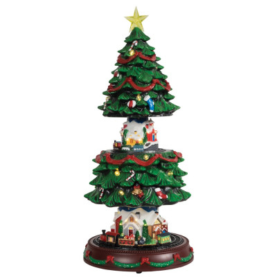 Χριστουγεννιάτικο Διακοσμητικό Όπτικαλ Δέντρο Με Μουσική Και Κίνηση Μπαταρίας 23,5 x 23,5 x 45,5cm