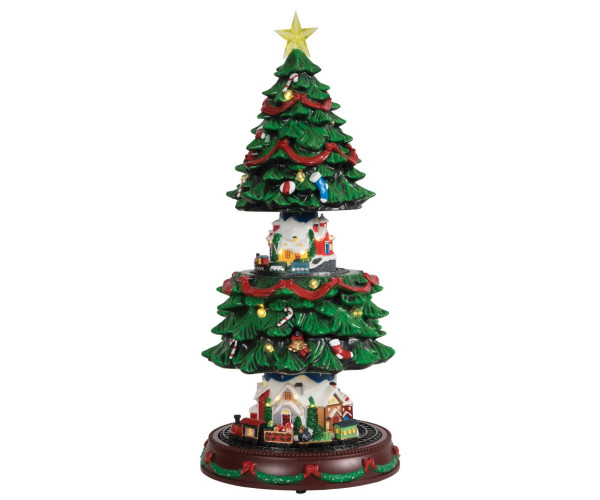 Χριστουγεννιάτικο Διακοσμητικό Όπτικαλ Δέντρο Με Μουσική Και Κίνηση Μπαταρίας 23,5 x 23,5 x 45,5cm