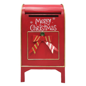 Χριστουγεννιάτικο Μεταλλικό Γραμματοκιβώτιο Κόκκινο 25 x 19 x 50(h)cm