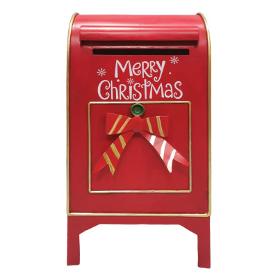 Χριστουγεννιάτικο Μεταλλικό Γραμματοκιβώτιο Κόκκινο 25 x 19 x 50(h)cm