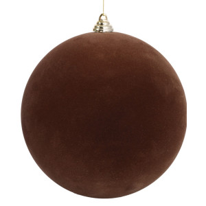Καφέ Βελουτέ Πλαστική Χριστουγεννιάτικη Μπάλα 20cm