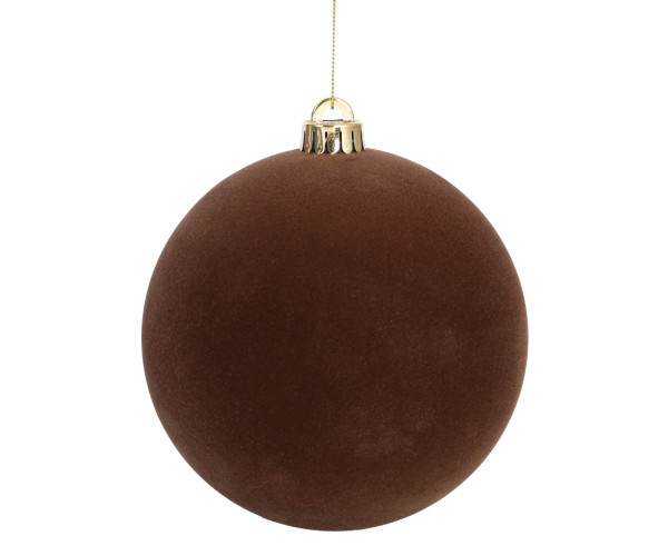 Καφέ Βελουτέ Πλαστική Χριστουγεννιάτικη Μπάλα 15cm