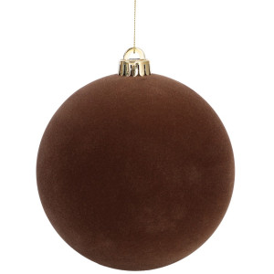 Καφέ Βελουτέ Πλαστική Χριστουγεννιάτικη Μπάλα 12cm,Σέτ/2 Τεμαχίων