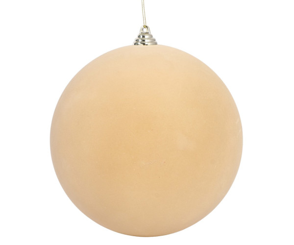 Μπέζ Βελουτέ Πλαστική Χριστουγεννιάτικη Μπάλα 20cm