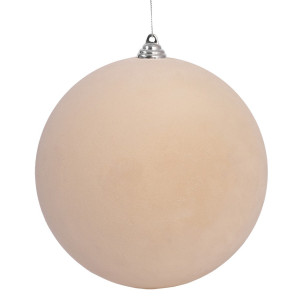 Μπέζ Βελουτέ Πλαστική Χριστουγεννιάτικη Μπάλα 20cm