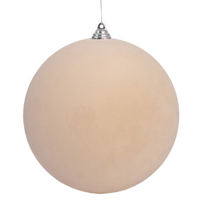 Μπέζ Βελουτέ Πλαστική Χριστουγεννιάτικη Μπάλα 20cm