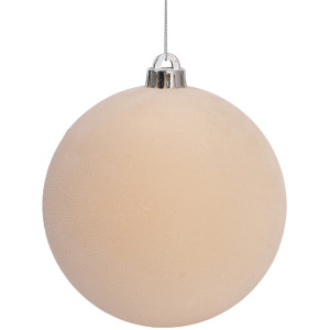 Μπέζ Βελουτέ Πλαστική Χριστουγεννιάτικη Μπάλα 15cm