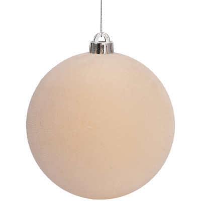 Μπέζ Βελουτέ Πλαστική Χριστουγεννιάτικη Μπάλα 15cm
