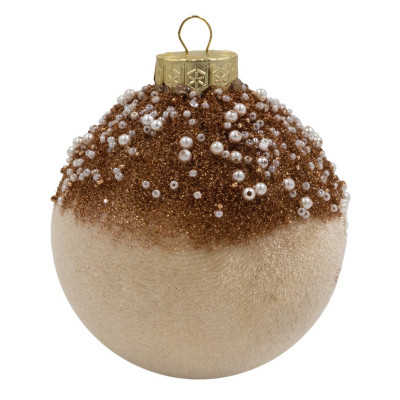 Χάλκινη Βελουτέ Πλαστική Χριστουγεννιάτικη Μπάλα 12cm,Σέτ/2 Τεμαχίων