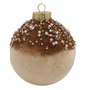Χάλκινη Βελουτέ Πλαστική Χριστουγεννιάτικη Μπάλα 8cm,Σέτ/6