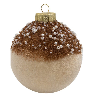 Χάλκινη Βελουτέ Πλαστική Χριστουγεννιάτικη Μπάλα 8cm,Σέτ/6