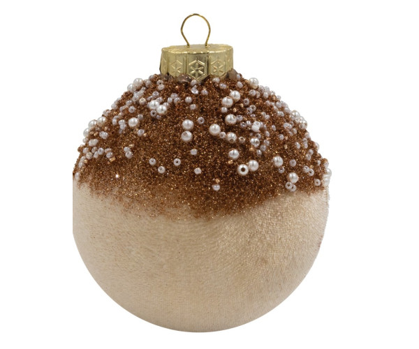 Χάλκινη Βελουτέ Πλαστική Χριστουγεννιάτικη Μπάλα 8cm,Σέτ/6